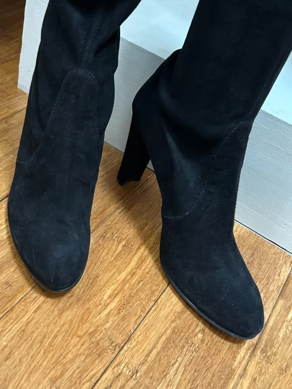 Stuart Weitzman Suede Leather Trim Embellishment Boots Size 10.5